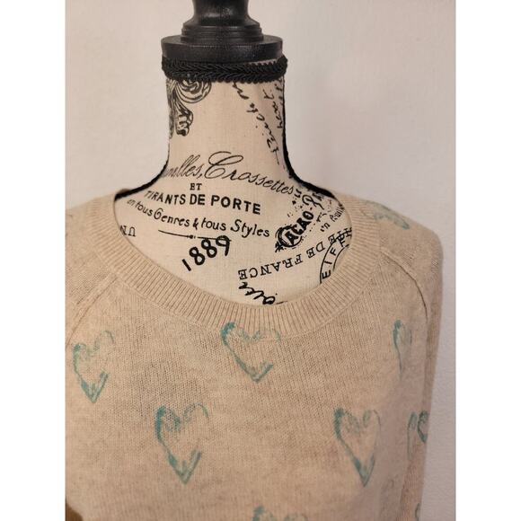 Dtlm Hearts Sweater Womens SZ Small 100% Cashmere Crewneck Relaxed - Picture 3 of 10